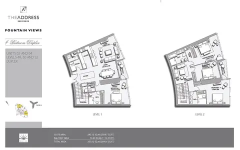 Address Fountain Views: Floor plan 4 BR-Duplex, 2,696 sq ft