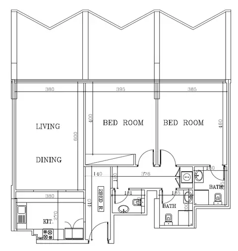 Binghatti Stars: Floor plan 2 Bedroom Apartment, Size 1464 Sq Ft, 1,464 sq ft