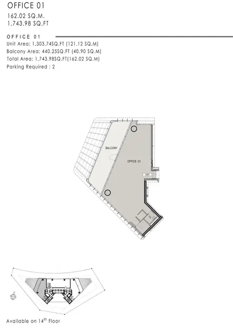 The One: Floor plan Office 01 (1401), 1,744 sq ft