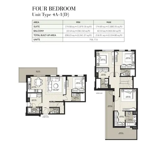 Hayat Boulevard: Floor plan Unit Type 4A-1(D), 2,334 sq ft