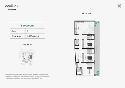 The Community Sports Arena: Floor plan Type 1, 2,063 sq ft