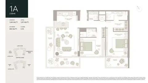 Elm Park Five: फ़्लोर प्लान TYPE 1A, 1,311 sq ft