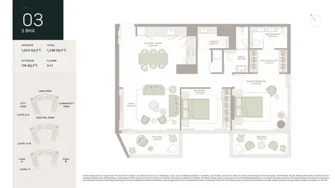 Elm Park Five: फ़्लोर प्लान TYPE 03, 1,238 sq ft