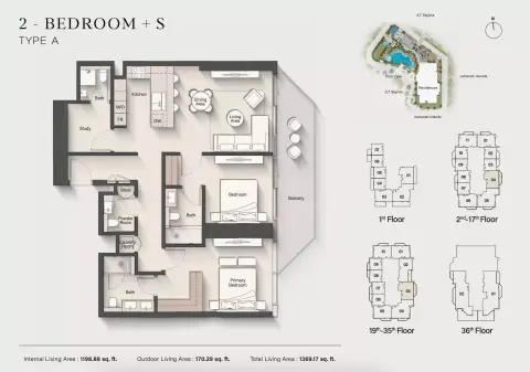 Altiera Heights: Floor plan Type A, 1,369 sq ft