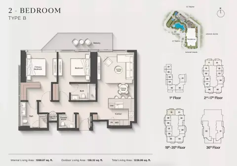 Altiera Heights: Floor plan Type B, 1,236 sq ft