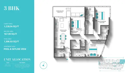 ريف 998 في دي إل آر سي: مخطط الطابق Type A, 1,397 sq ft