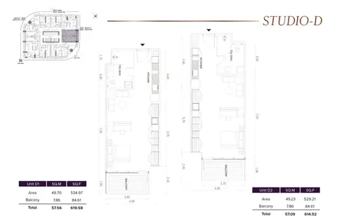إم بي إل سيغنتشر جي إل تي: مخطط الطابق STUDIO-D, 620 sq ft