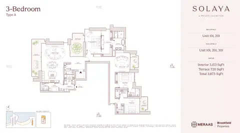 Solaya 1,2 and 3: Планировка Type A - T1&2, 3,873 sq ft