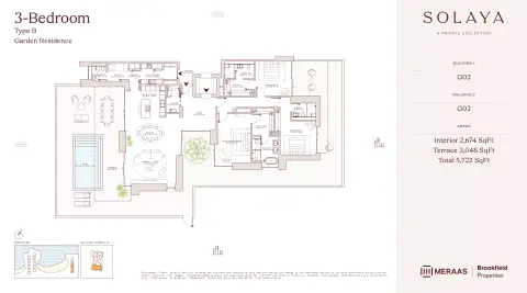 Solaya 1,2 and 3: Планировка Type B Garden Residence - T1&2, 5,722 sq ft