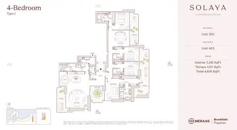 Solaya 1,2 and 3: Планировка Type J - T1&2, 4,676 sq ft
