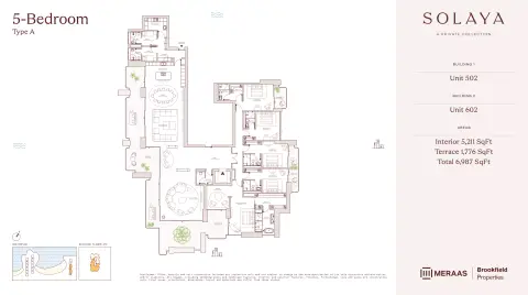 Solaya 1,2 and 3: Планировка Type A - T1&2, 6,987 sq ft