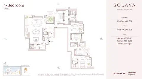 Solaya 1,2 and 3: Планировка Type A - T1&2, 4,606 sq ft