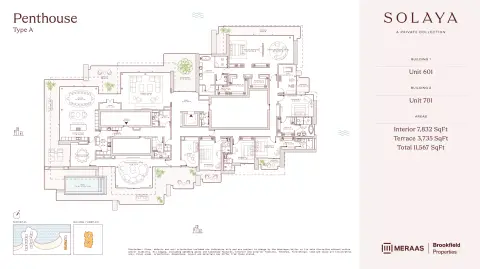 Solaya 1,2 and 3: Планировка Type A PT- T1&2, 11,567 sq ft