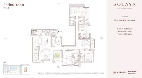Solaya 1,2 and 3: Планировка Type D - T3, 4,355 sq ft