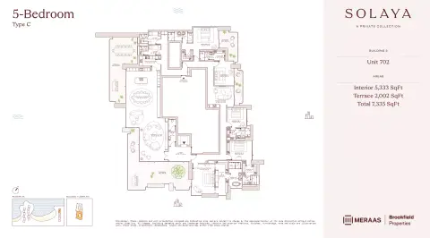 Solaya 1,2 and 3: Планировка Type C - T3, 7,335 sq ft