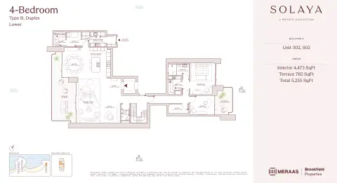 Solaya 1,2 and 3: Планировка Type B DU - T3, 5,255 sq ft