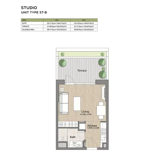 Liva Apartments: फ़्लोर प्लान Type ST-B, 534 sq ft