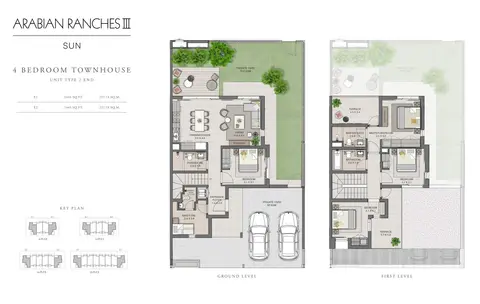 Sun Townhouses: Floor plan 4 Bedroom Unit Type 2 End Size 2445 sq ft, 2,445 sq ft