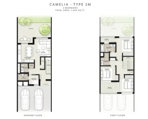 كاميليا تاون هاوس: مخطط الطابق 3 Bedroom Type 2M, Size 1969 sqft, 1,969 sq ft
