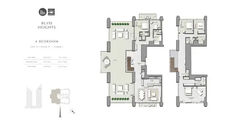 BLVD Heights: Floor plan 4 Bedroom Unit 03, Tower 1, Size 6792 sq ft, 6,792 sq ft