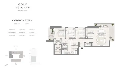 Emaar Golf Heights: Планировка Type A, Level 06-22, Unit 04, 1,902 sq ft