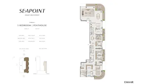 Seapoint Emaar Beachfront: Floor plan Unit 1, Level 41, 5,257 sq ft