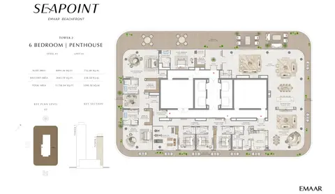 Seapoint Emaar Beachfront: Floor plan Unit 1, Level 42, 11,738 sq ft
