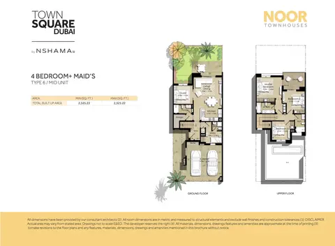 Noor Townhouses: Floor plan 4 BED END UNIT-MAIDS ROOM, 2,325 sq ft