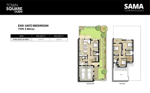Sama Townhouses: Plan end-unit-4bd-type3-mirror, 2,446 sq ft