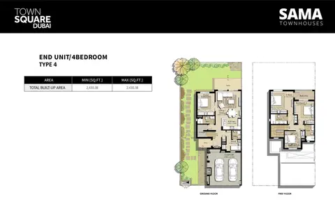 Sama Townhouses: Plan end-unit-4bd-type4, 2,430 sq ft