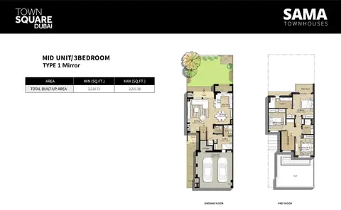 Sama Townhouses: Plan mid-unit-3bd-type1-mirror, 2,231 sq ft