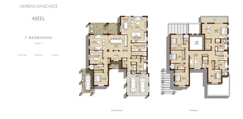 Aseel Villas: Floor plan 7 Bed - Type 5, Size 6006 Sq Ft, 6,006 sq ft