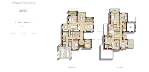 Aseel Villas: Floor plan 6 Bed - Type 4, Size 5395 Sq Ft, 5,395 sq ft