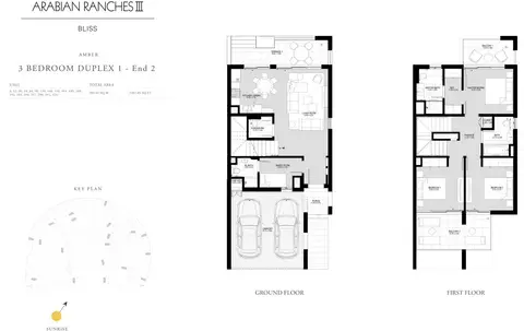 Bliss Townhouses: फ़्लोर प्लान 3 Bedroom Duplex 1 - End 2, 2,207 sq ft
