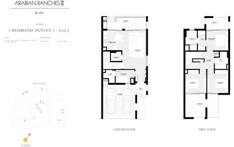 Bliss Townhouses: फ़्लोर प्लान 3 Bedroom Duplex 1 - End 2, 2,277 sq ft
