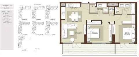 Acacia Apartments: Plattegrond 3 Bedroom-Total-Area-1149 sq.ft, 1,149 sq ft