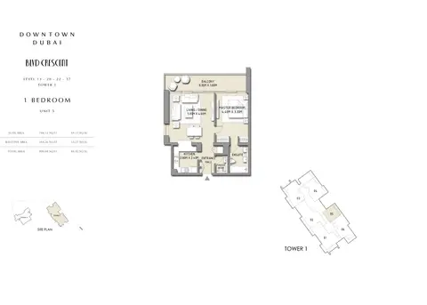 BLVD Crescent: 1 Bedroom Apartment, Unit 5, Size 908.69 sq-ft, 909 sq ft 户型图