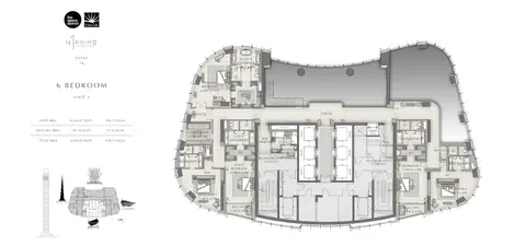 IL Primo: फ़्लोर प्लान 6 Bedroom Unit 3, Size 6636 sq ft, 6,636 sq ft