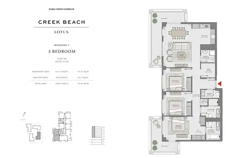 Lotus at Creek Beach: Floor plan Unit 08, Level 02-06, 1,651 sq ft