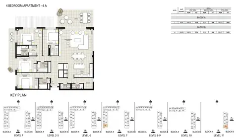Golf Views Apartments: Floor plan 4 BEDROOM APARTMENT - 4 A, 2,602 sq ft