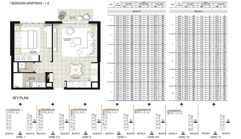 Golf Views Apartments: Floor plan 1 BEDROOM APARTMENT - 1 A, 654 sq ft