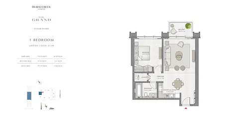The Grand: 1 Bedroom Size 791.79 sq.ft, 792 sq ft 户型图