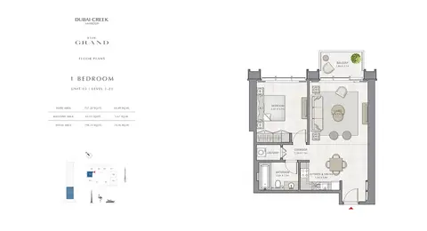 The Grand: 1 Bedroom Size 798.25 sq.ft, 798 sq ft 户型图