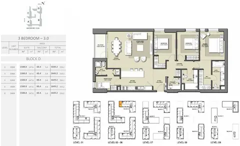 Park Point: Floor plan 3 Bedroom - Size 1649.2 sq ft, 1,649 sq ft