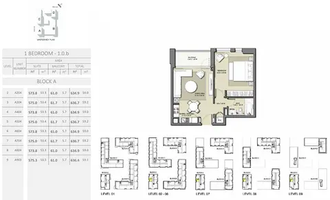Park Point: Floor plan 1 Bedroom - Size 636.7 sq ft, 637 sq ft