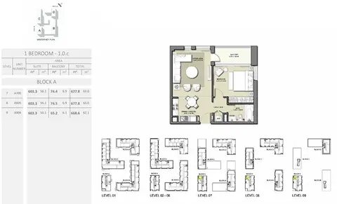 Park Point: Floor plan 1 Bedroom - Size 677.8 sq ft, 678 sq ft
