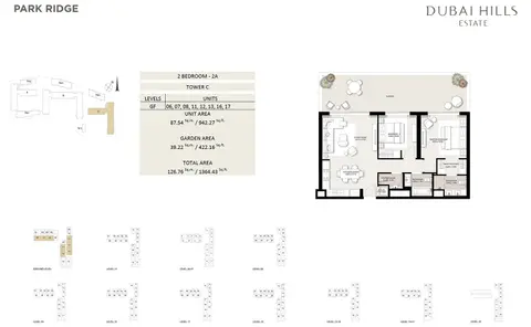 Park Ridge: Floor plan 2 Bed 2a tower C, 1,364 sq ft
