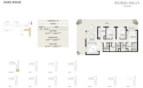Park Ridge: Floor plan 3 bed 3A tower C, 2,236 sq ft