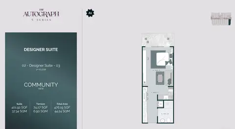 The Autograph S Series: Floor plan Designer Suite -Unit 03, 2nd Floor, 476 sq ft