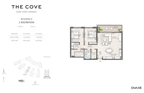 ذا كوف كريك هاربور: مخطط الطابق Level G, Unit 02, 1,391 sq ft